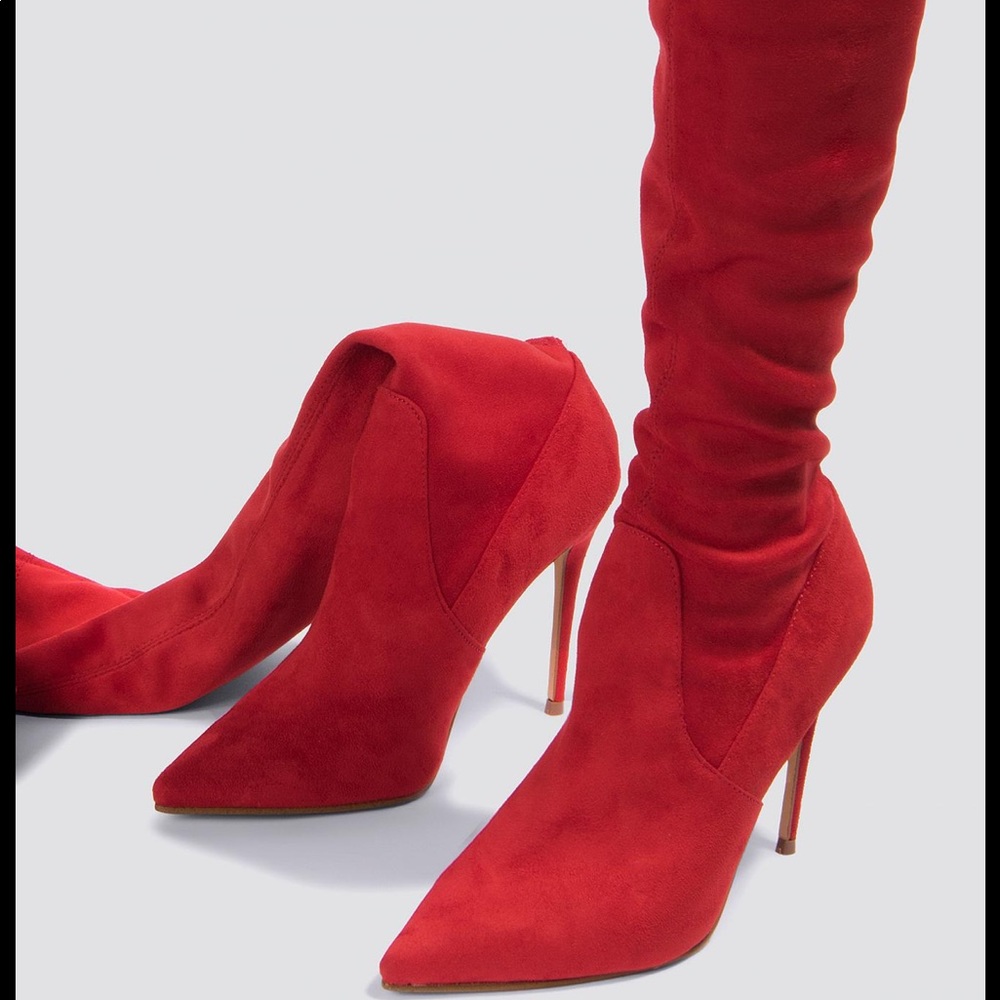 Steve Madden Red Dominique Over-the-Knee Pointed Stiletto Boots
